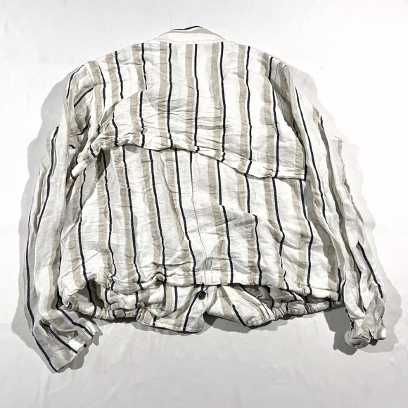 Womens Rails Rowen Linen Rayon Blend Button Pockets Jacket Coco Stripe Sz S - Picture 9 of 11